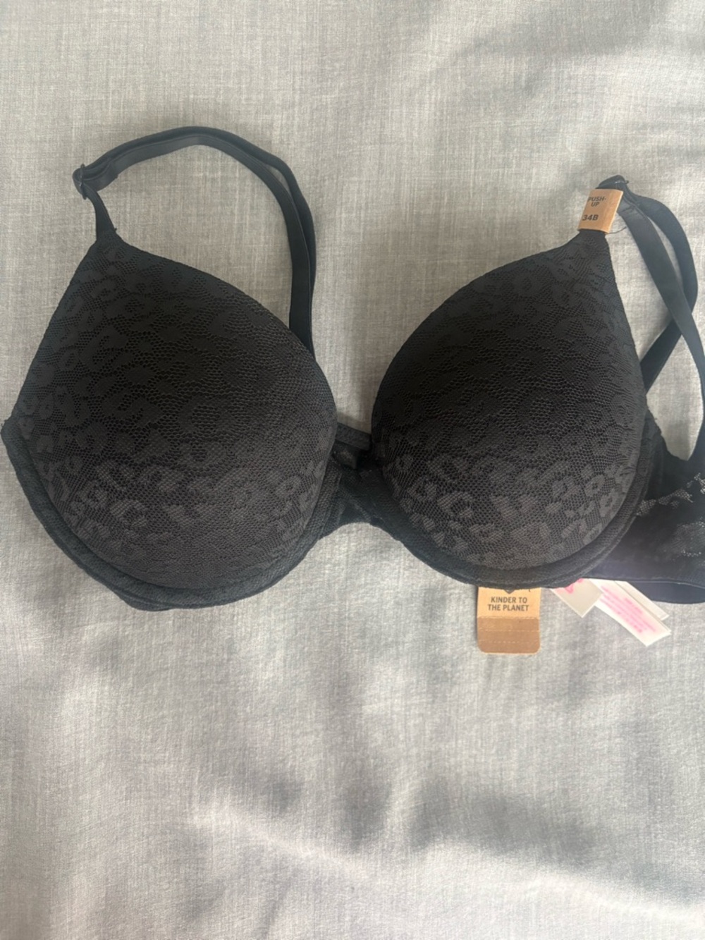 Victorias Secret Black Leopard Lace T-Shirt Bra
